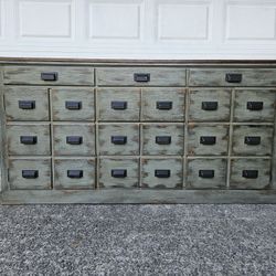 Pottery Barn Clerks Distressed Media Console Sideboard Credenza Table