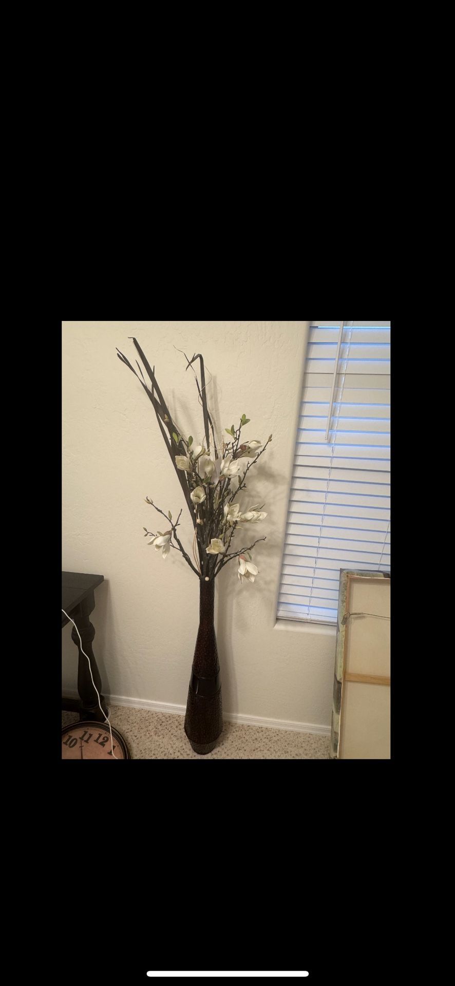 Brown Vase With White Flowers