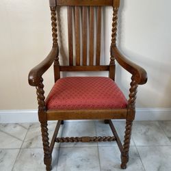 Antique   Spiral  Oak Upright Chair 