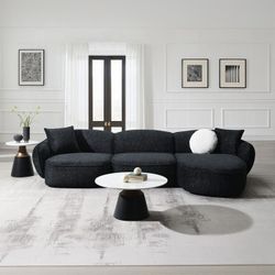 Brand New Black Super Plush Black Modern Style Sectional Sofa 