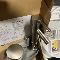 7” Bathroom Faucet Single Hole Brushed Nickel with Pop-Up Drain