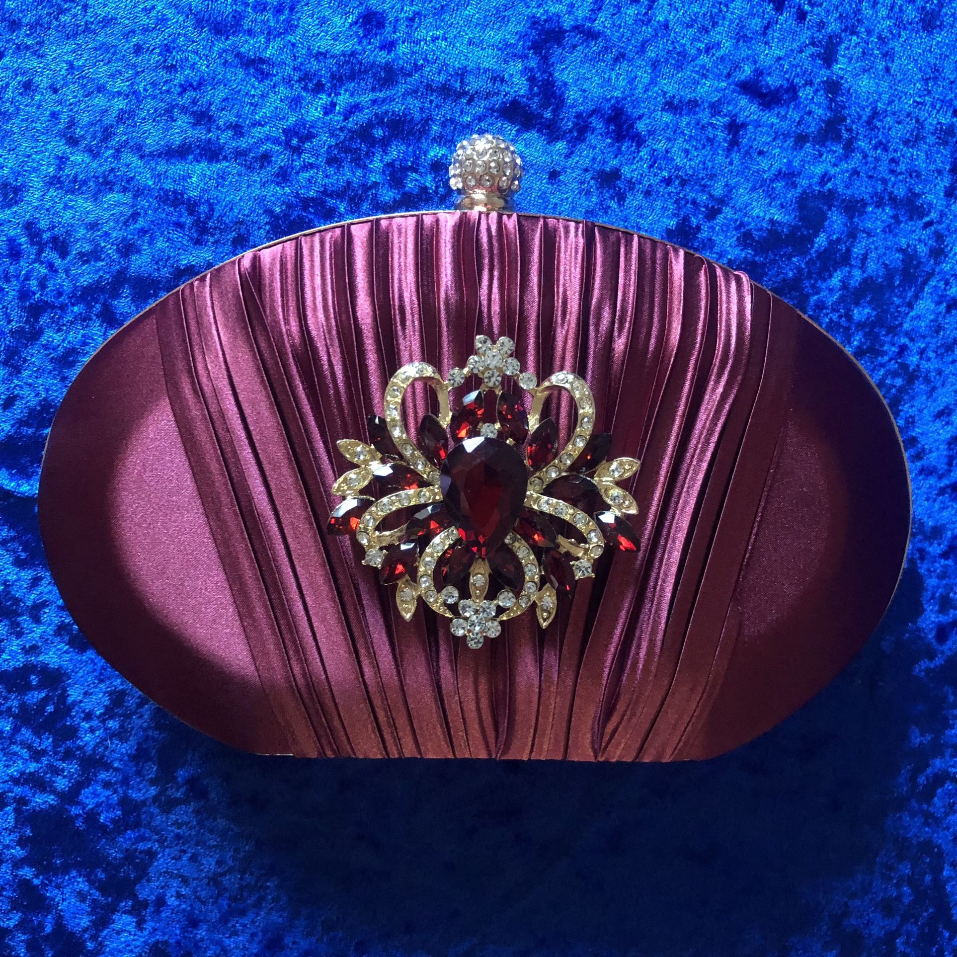 Burgundy Brooch Clutch Bag