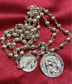 One-of-a-Kind Sterling Silver 925 Vintage Saint Christopher & Virgin Mary Necklace