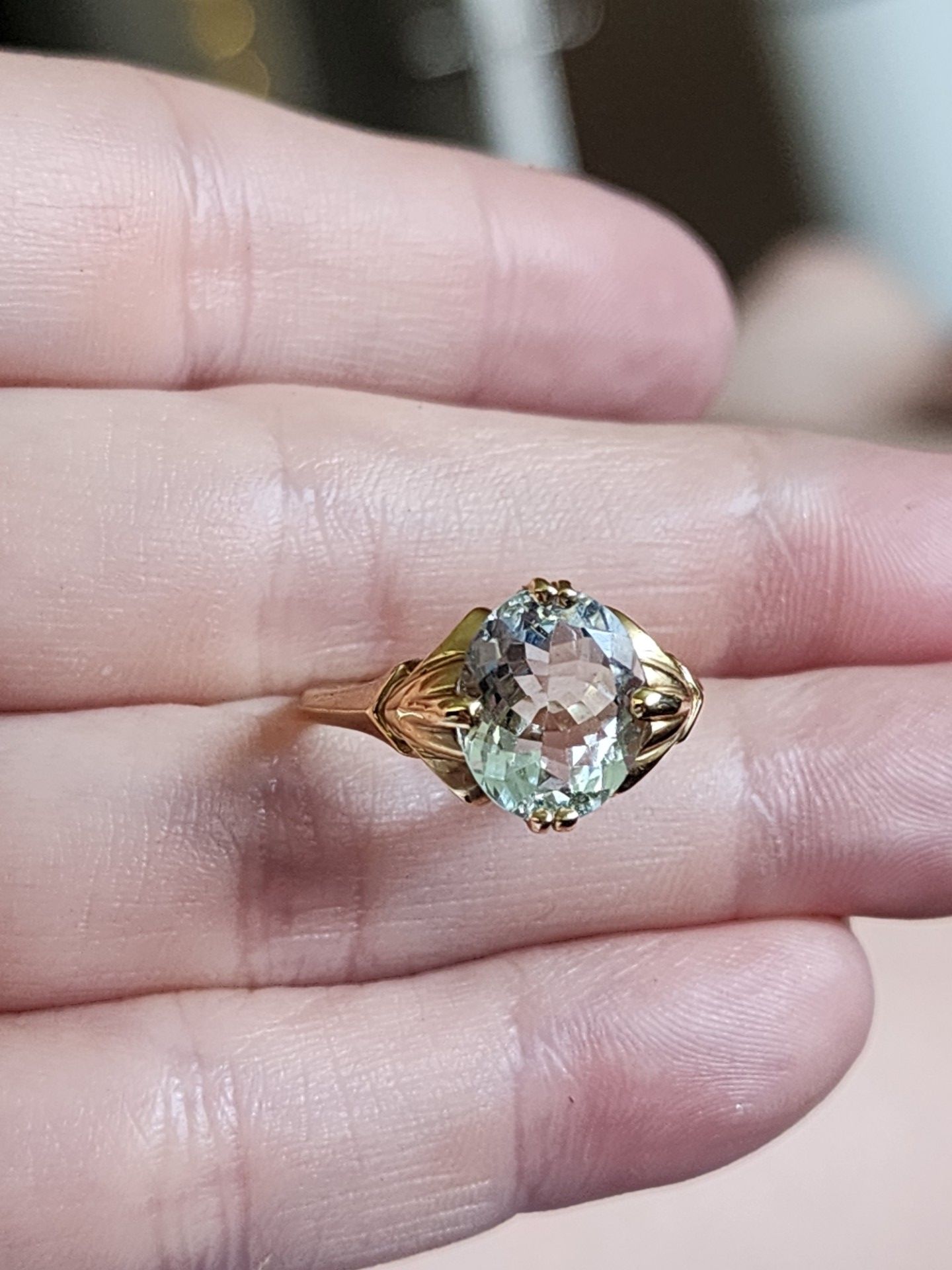 14k gold aquamarine ring