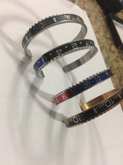 Bezel bracelets.