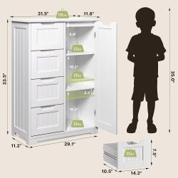 🥨33" Kitchen Pantry Storage Cabinet with Door and Shelves, Small Food Pantry Cabinet Cupboard, Freestanding Wooden Bathroom Storage Cabinet