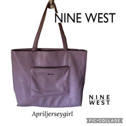 Nine West New Tote Bag Xl Chain Detail On Front Pocket 