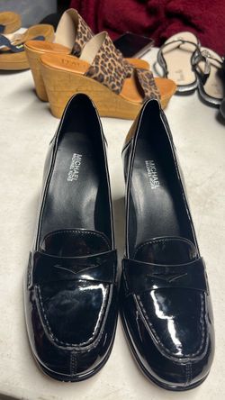 Michael Kors Black Patent Leather Loafer Heels