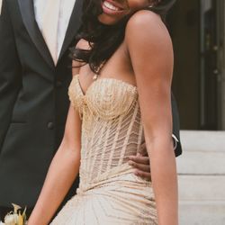 Gold Corset Prom Dress