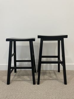 2 Black Wooden Barstools