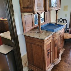 Real Wood/Marble Dining Hutch / Cabinet