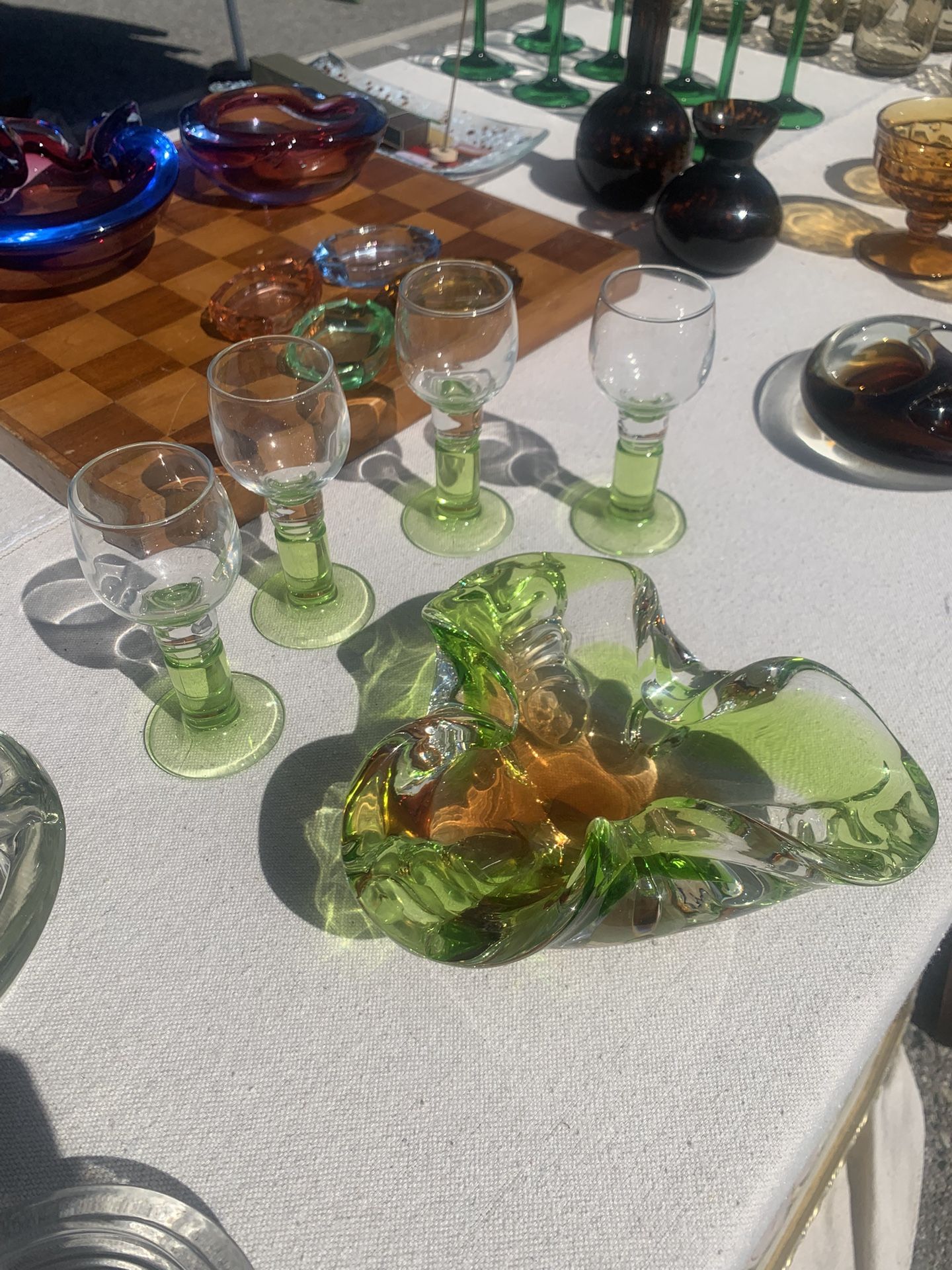 Mid Century Glass Cups and Ashtrays