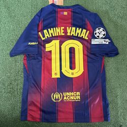 Nike 2025-26 FC Barcelona "Lamine Yamal 10" Champions League Home Player Version Jersey