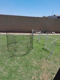 8 panel Metal Pet Fencing Enclosure $40 or 7 Panel Security Pet Fencing With Gate $50 See All Photos Read Description