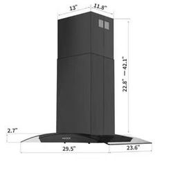 😀 Island Range Hood Black 30 inch 700CFM, Ceiling Mount Kitchen Vent Hood Stainless Steel Ducted/Ductless Convertible Extractor Stove Exhaust Fan