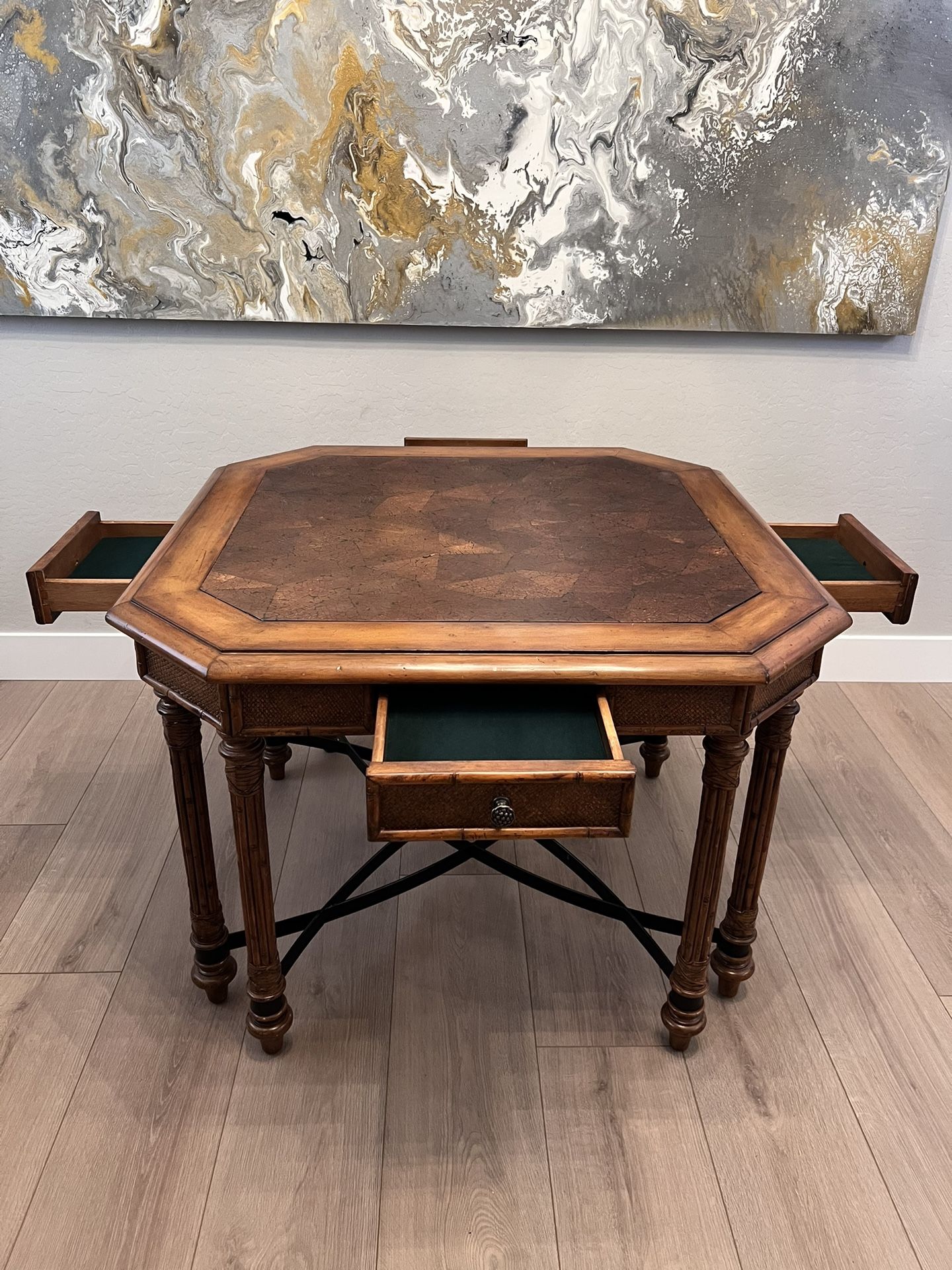 42” Tommy Bahama Island Estate Plantation Brown Samba Game Table w/ 4 Drawers