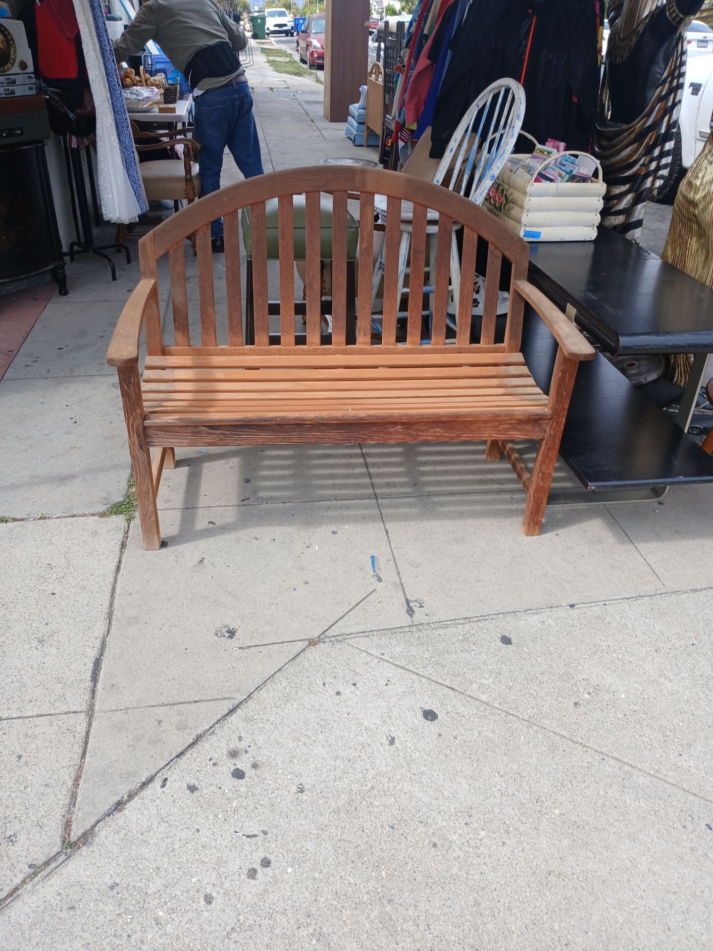 vintage smith & hawken teak patio bench