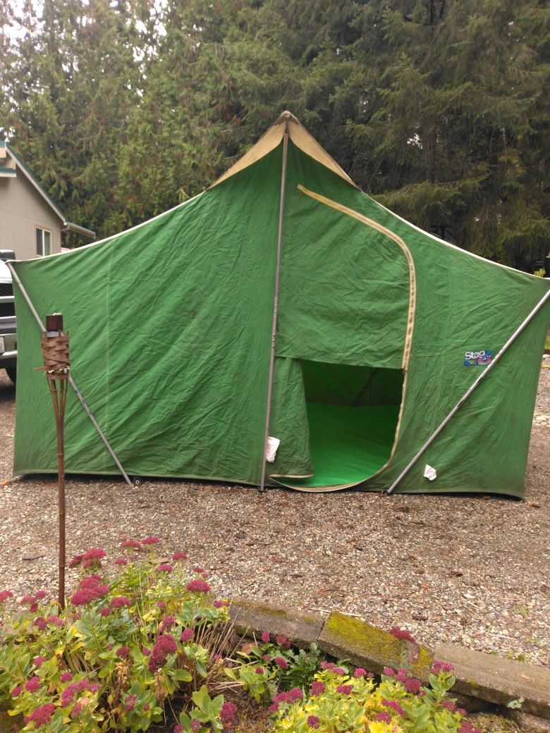 Vintage white stag canvas tent