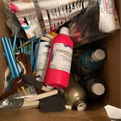 Box Of Paints And Brushes