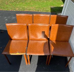 Set of 6 Room and Board Maria Yee leather dining chairs