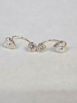 10kt Gold Ear Crawler Earrings with CZ Stones
