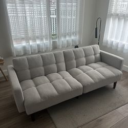 Light Gray Fabric Sofa Bed / Futon / Couch