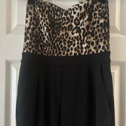 Animal Print Strapless Jumpsuit