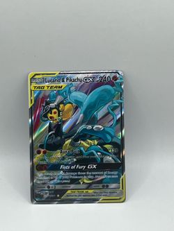 Non TCG Pokemon Lucario & Pikachu Gx Tag Team Fan Art Card