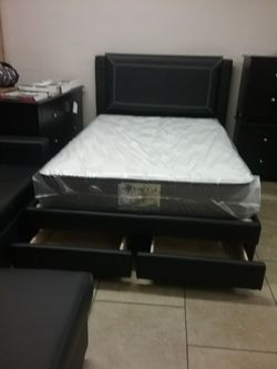 queen bed frame with mattress $399