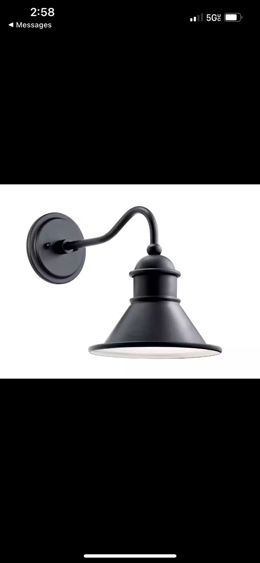Kichler 49775BK Northland 1-Light Black Outdoor Hardwired Barn Sconce