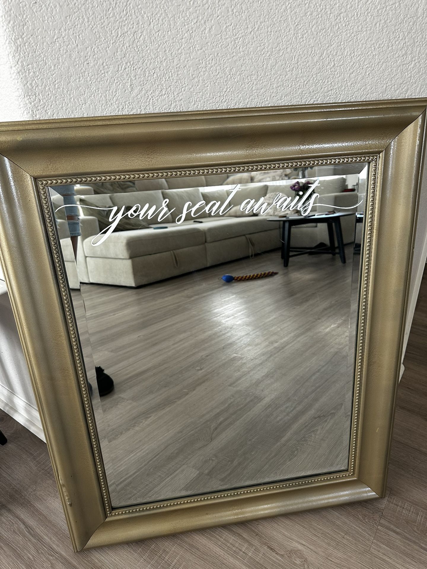 Your Seat Awaits Gold Mirror
