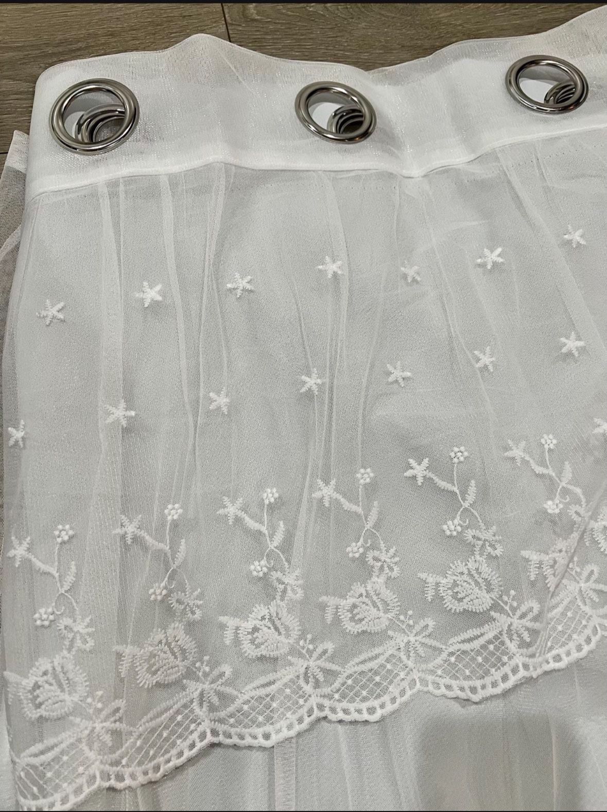 Aurora Home Mix & Match Tulle Sheer with Attached Valance and Blackout 4 piece Curtain Panel Pair 52W x 96L Dove Grey