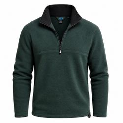 Vintage J.Crew Polartec Fleece Jacket Womens M Dark Forrest Green 1/4 Zip