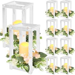 30 Pcs Wooden Lantern Centerpiece Integrated Holders with Candles -NEW (2752/3)