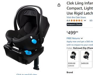 New! Clek Liing Infant Car Seat w/ Load Leg 4-30 lbs, Railroad Ziip - $5 West Valley Delivery (#1859)