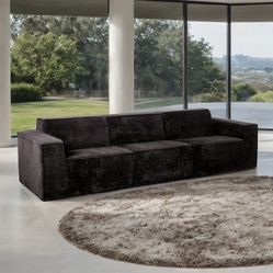 Black For corduroy Compressed sofa, Free Delivery ✅ Modern Black Sofa Deep Seating 
