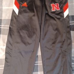  Youth size LARGE Nebraska Cornhuskers active wear pants black Adidas
