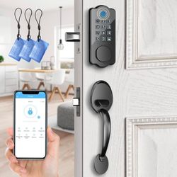 Front Door Lock Set, ADIUIVE Fingerprint Keyless Entry Door Lock with Handle, Smart Locks for Front Door, Electronic Keypad Door Lock Work with App Co