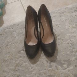 Franco FORTINI bl Leather Short Platform High Closed Toe 4" Heels