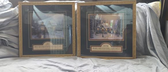 Thomas Kinkade Christmas Framed Prints Set of 2