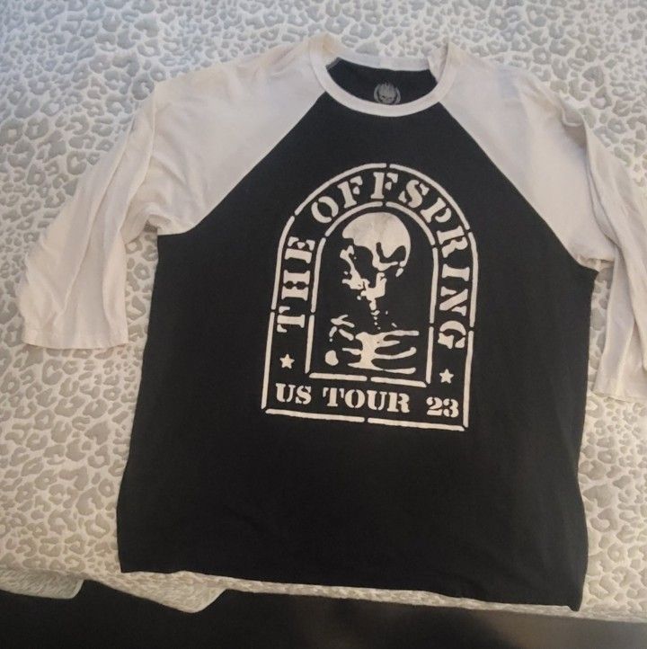 Offspring 3/4 Sleeve Shirt - Black and White, Bandana And Sticker