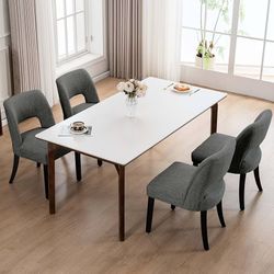 B288-Wooden Dining Chairs Set of 4, Modern Fabric Upholstered Dining Room Chair Kitchen Chairs, Farmhouse Dinner Chair for Kitchen Dining Room, Dark G
