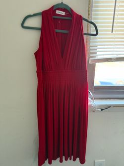 Calvin Klein Red Sleeveless V-Neck Dress