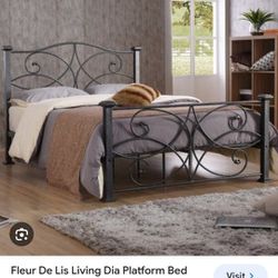 Full Size Dia Platform Bed, black/silver