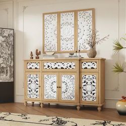 Sideboard Cabinet with Bonus Matching Wall Art Buffet Console Table 