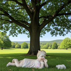 Antique German Bisque Baby Girl Laying Piano Baby Figurine Sculpture