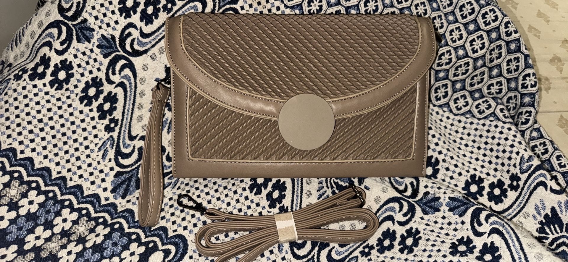 Brown/Taupe Clutch Crossbody Bag
