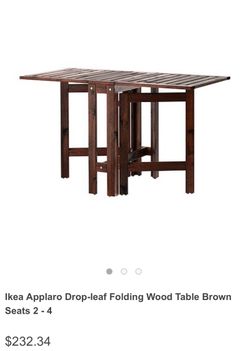 MUST GO! Ikea Applaro Drop-leaf Folding Wood Table Brown, Wooden Table Outdoor