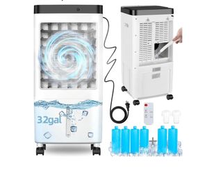 7895: New Evaporative Air Cooler,Swamp Cooler with Enlarge Water Tank,Swamp Cooler Air Conditioner with Timer,3 Speeds,80° Oscillation,20H Air Cooler 