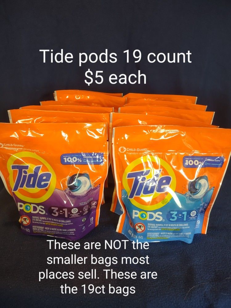 Tide Pods 19 Count Bags $5 Each